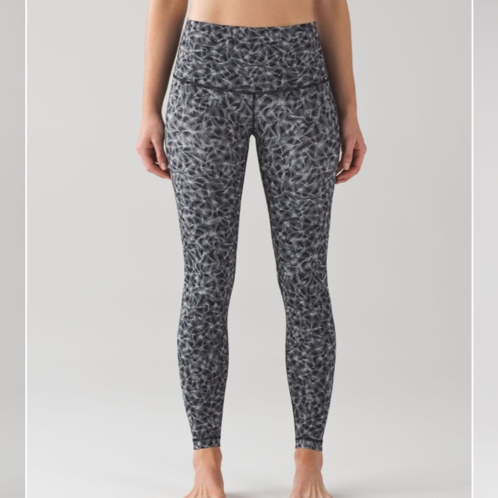 Lululemon Wunder Under Hi-Rise Pant Nulux Plume White Black size 8